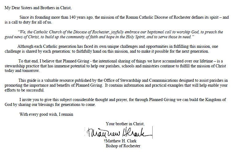 Bishop's Letter for Planned Giving