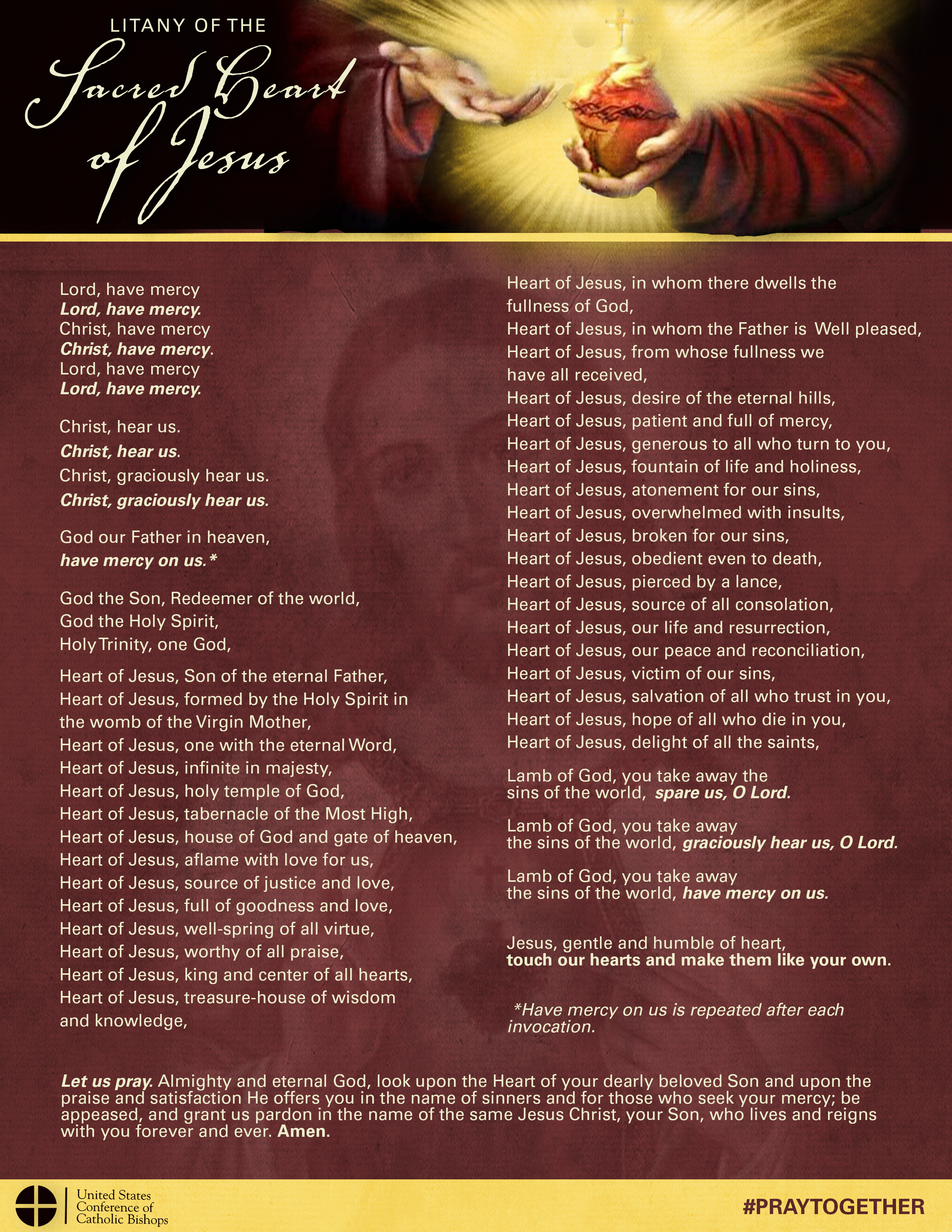 Litany Prayer Card English